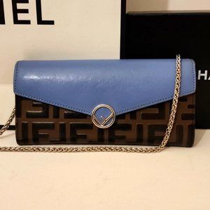 Fendi Continental Flap Crossbody Purse Wallet Clutch WOC